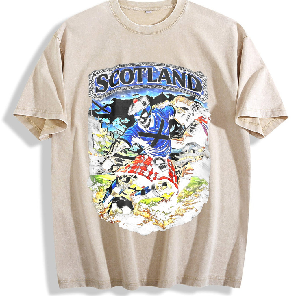 Scotland Skeleton Tartan Kilt Football Tank Vintage Washed product image 1