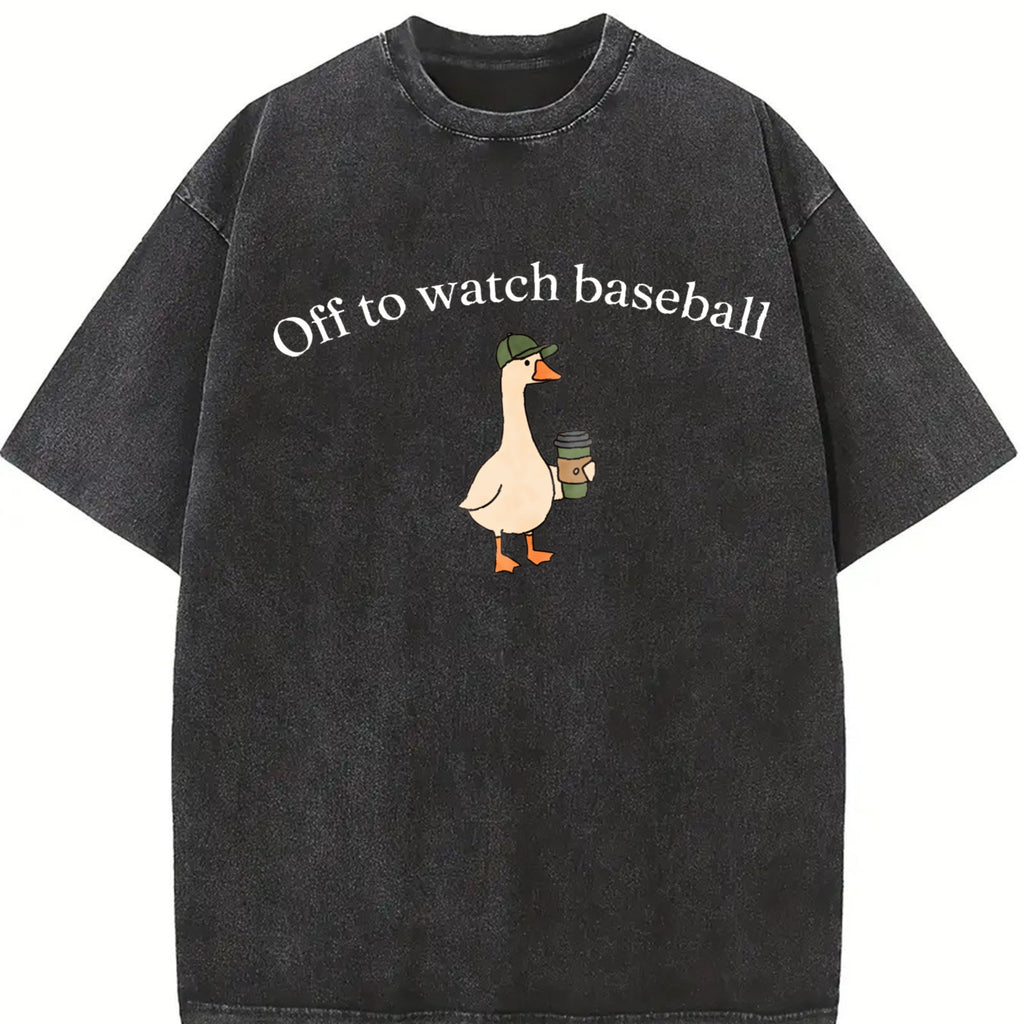 Funny Baseball Mom Goose Vintage Washed T-Shirt product image 2