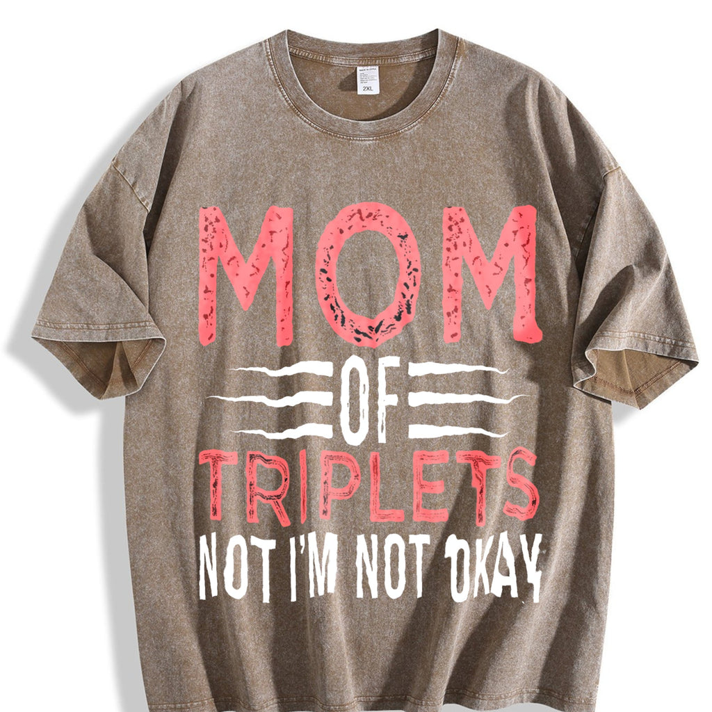 Mother Of Triplets Vintage Washed T-Shirt product image 3