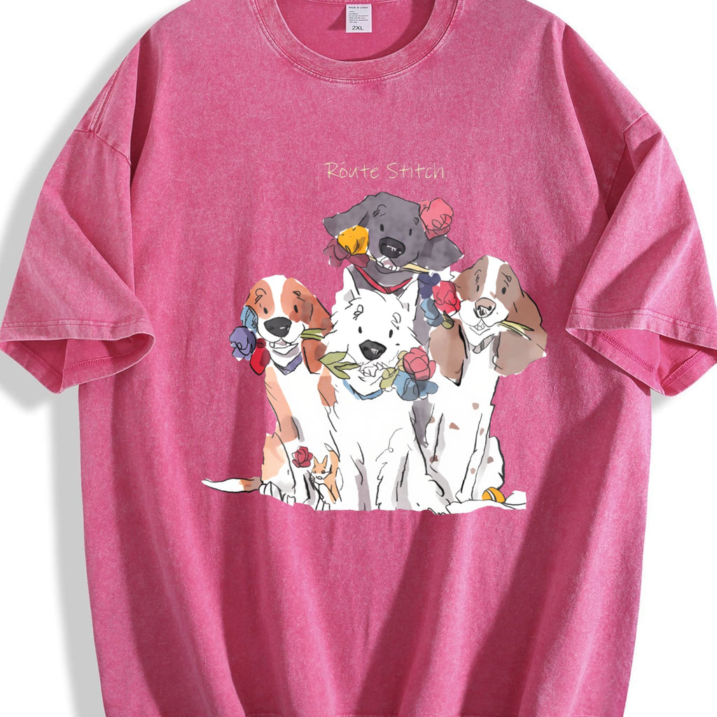 Floral Dog Vintage Washed T-Shirt product image 7
