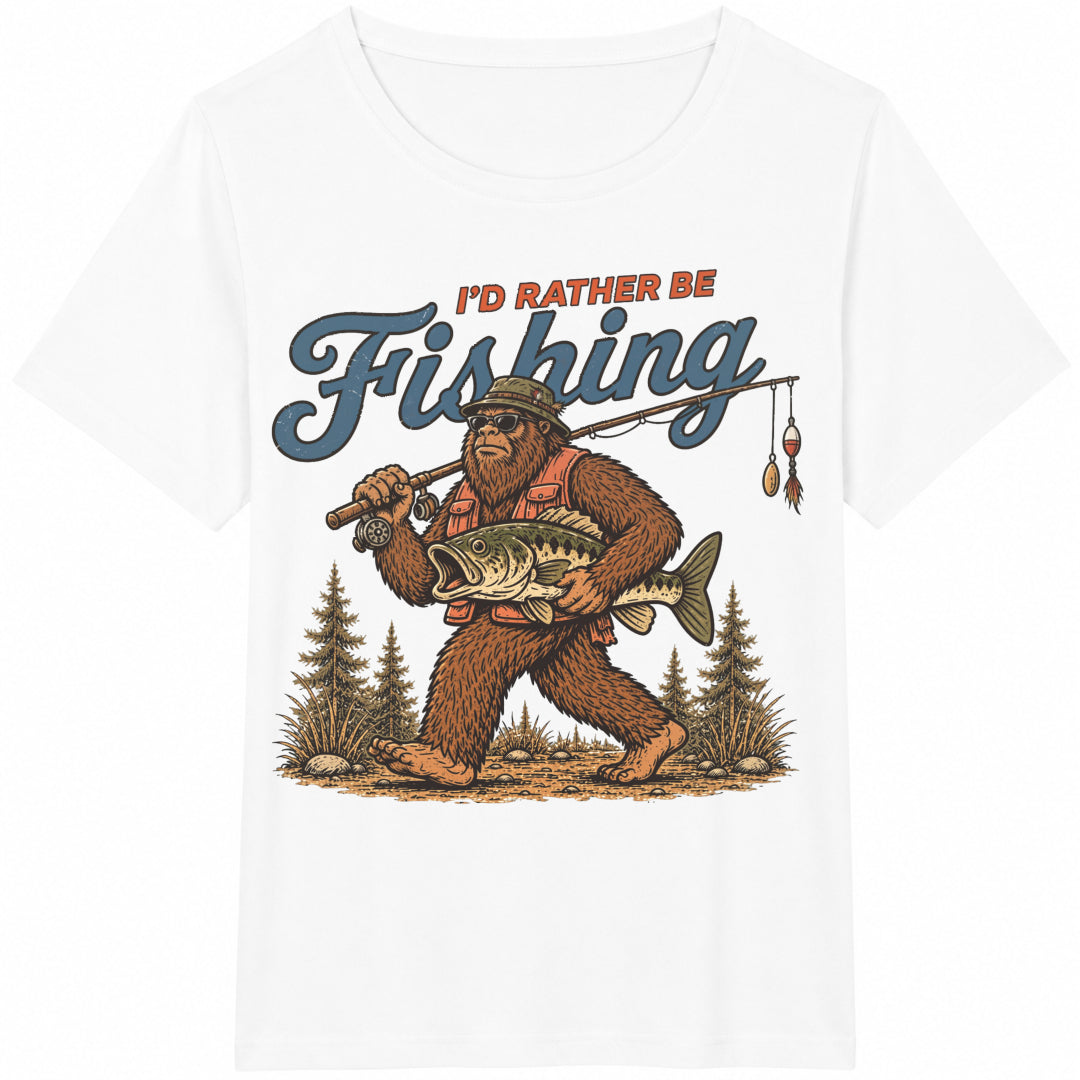 I'd Rather Be Fishing Bigfoot Cotton T-Shirt product image 2