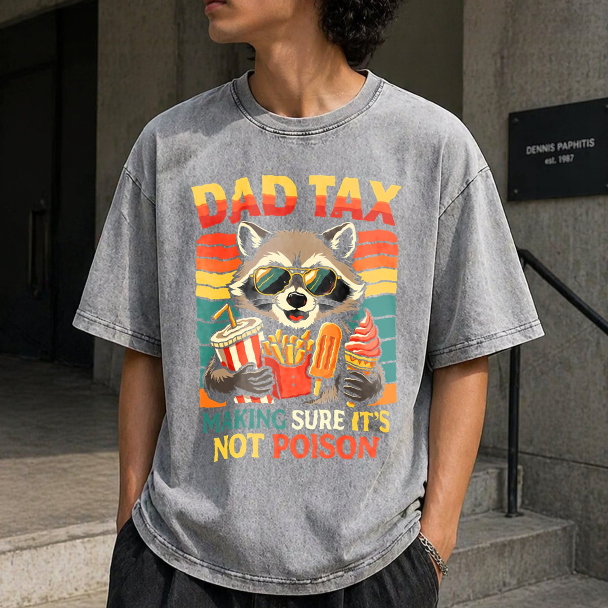 Dad Tax Raccoon Vintage Washed T-Shirt product image 5