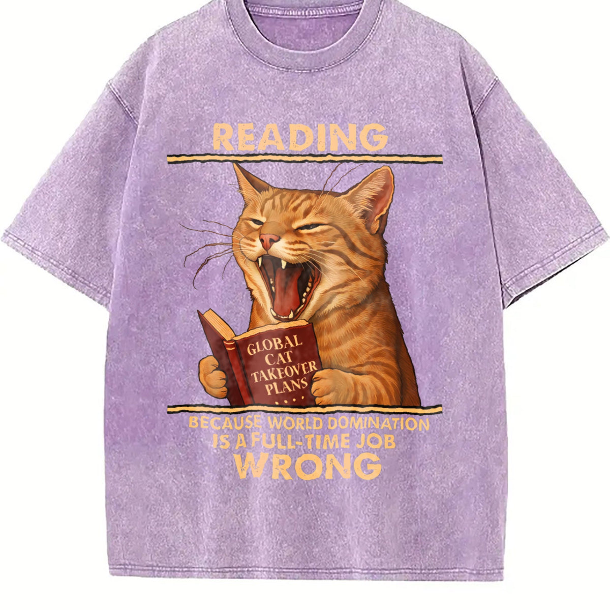 Funny Cat Reading Vintage Washed T-Shirt product image 6