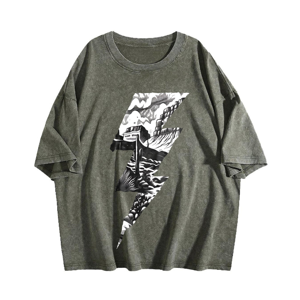 Lightning Bolt Desert Cactus 90s Vintage Washed T-Shirt product image 4