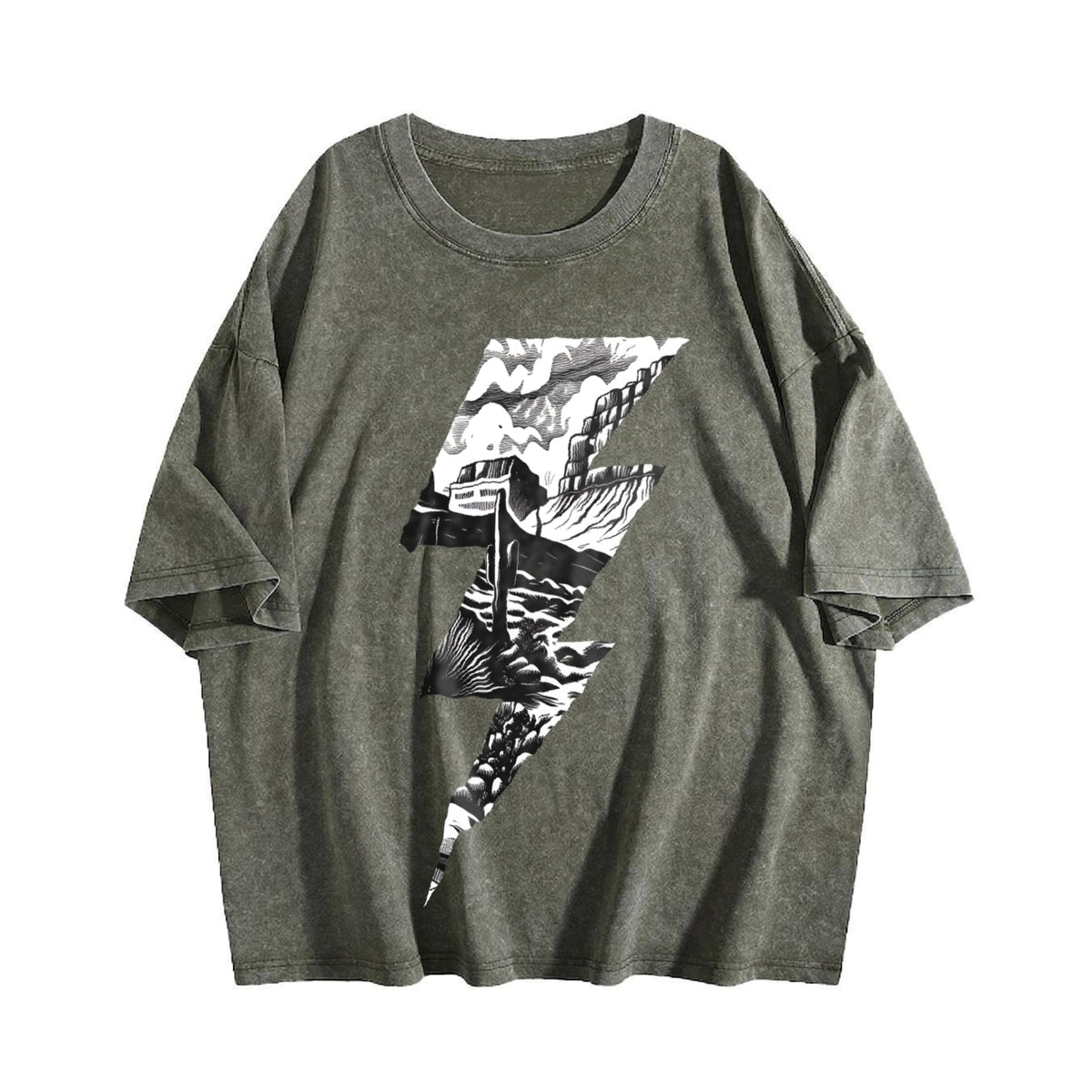 Lightning Bolt Desert Cactus 90s Vintage Washed T-Shirt product image 4