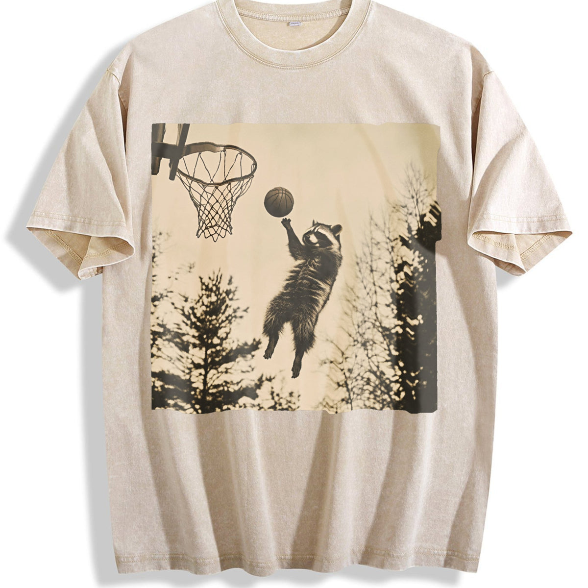 Basketball Raccoon Dunk Vintage Washed T-Shirt product image 1