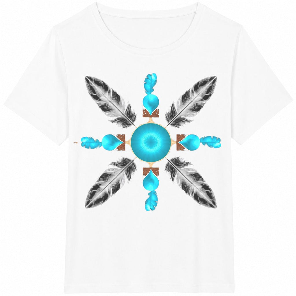 Ith Symmetrical Turquoise Circle Cotton T-Shirt product image 2