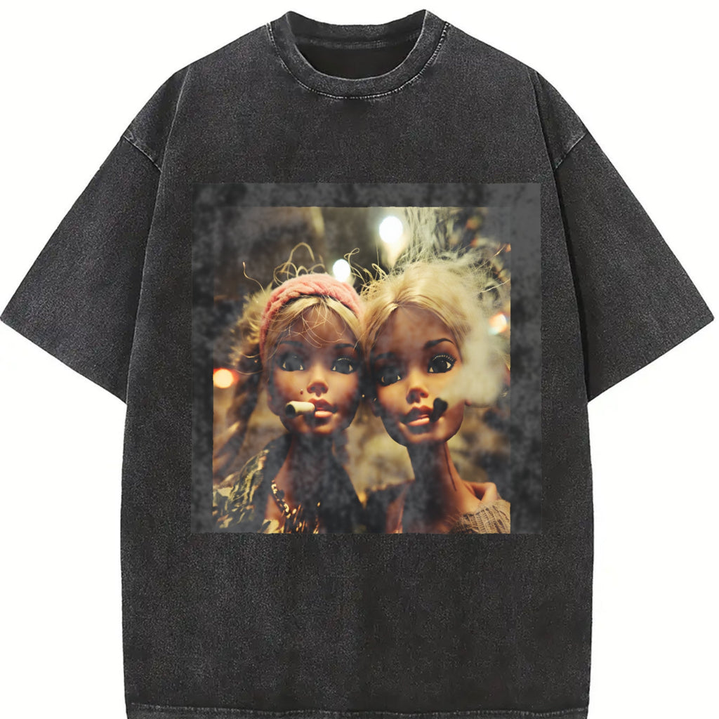Funny Messy Doll Duo Vintage Washed T-Shirt product image 2