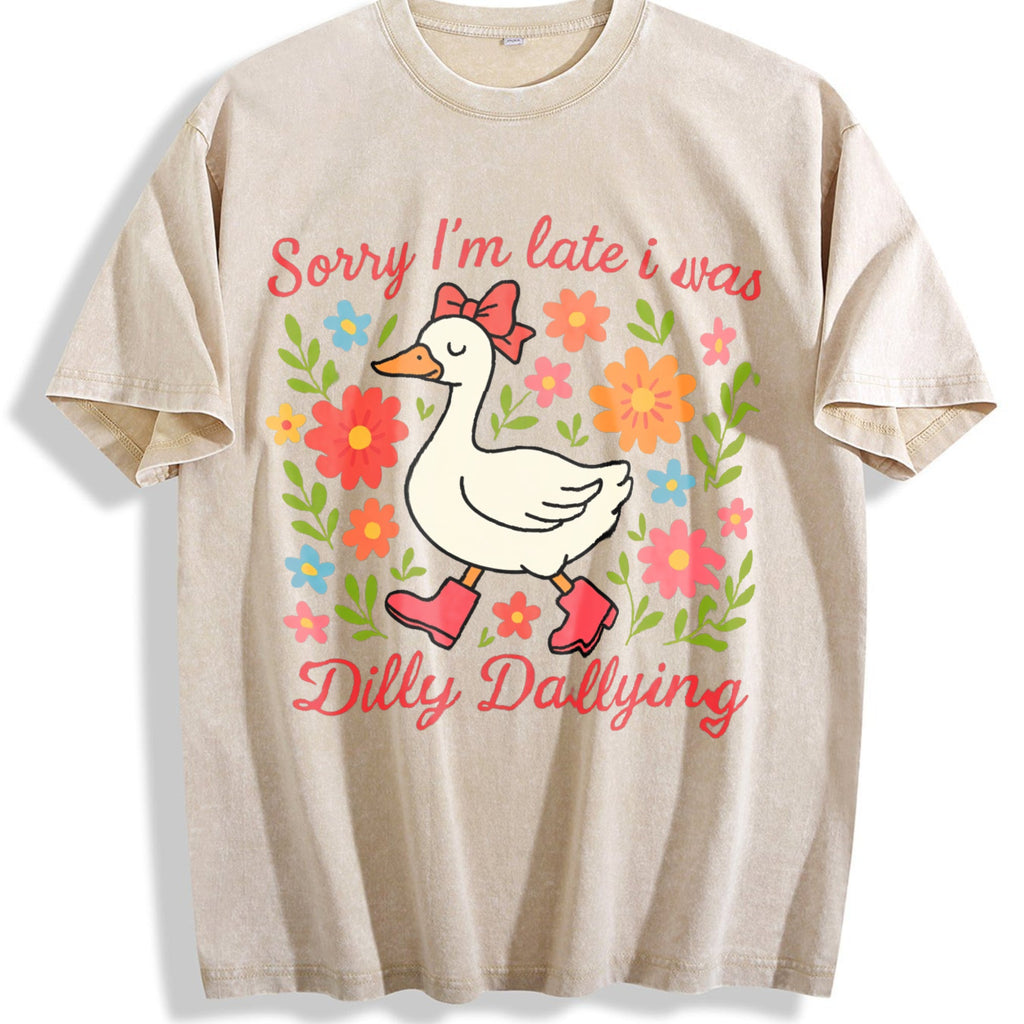 Late Duck Is Busy Vintage Washed T-Shirt product image 1