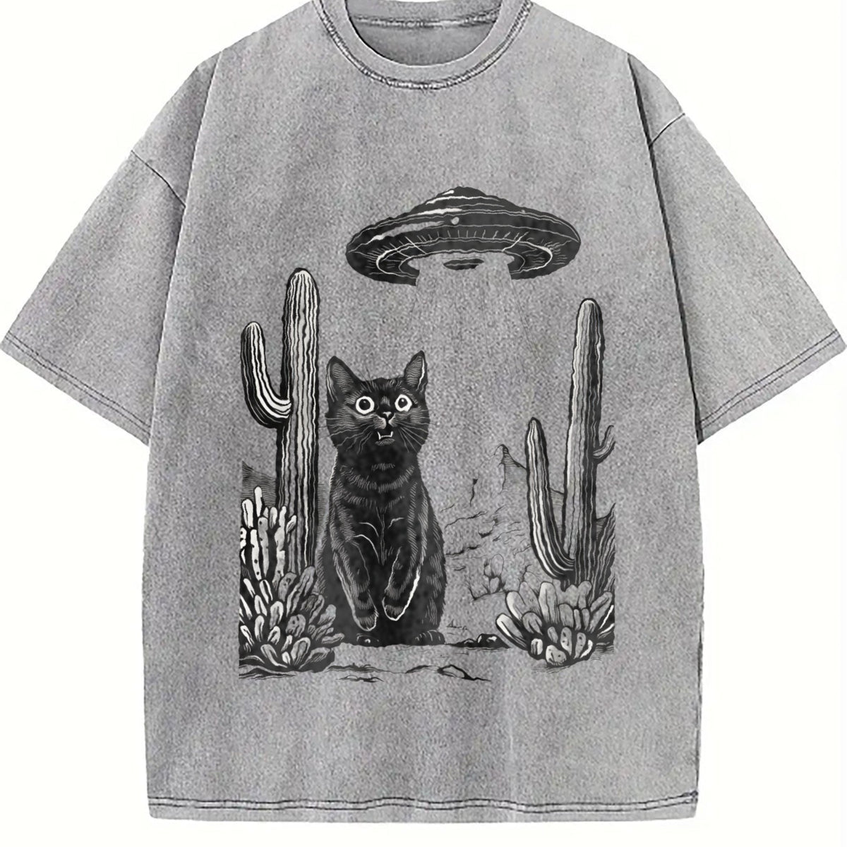 UFO Desert Cat 90s Vintage Washed T-Shirt product image 5