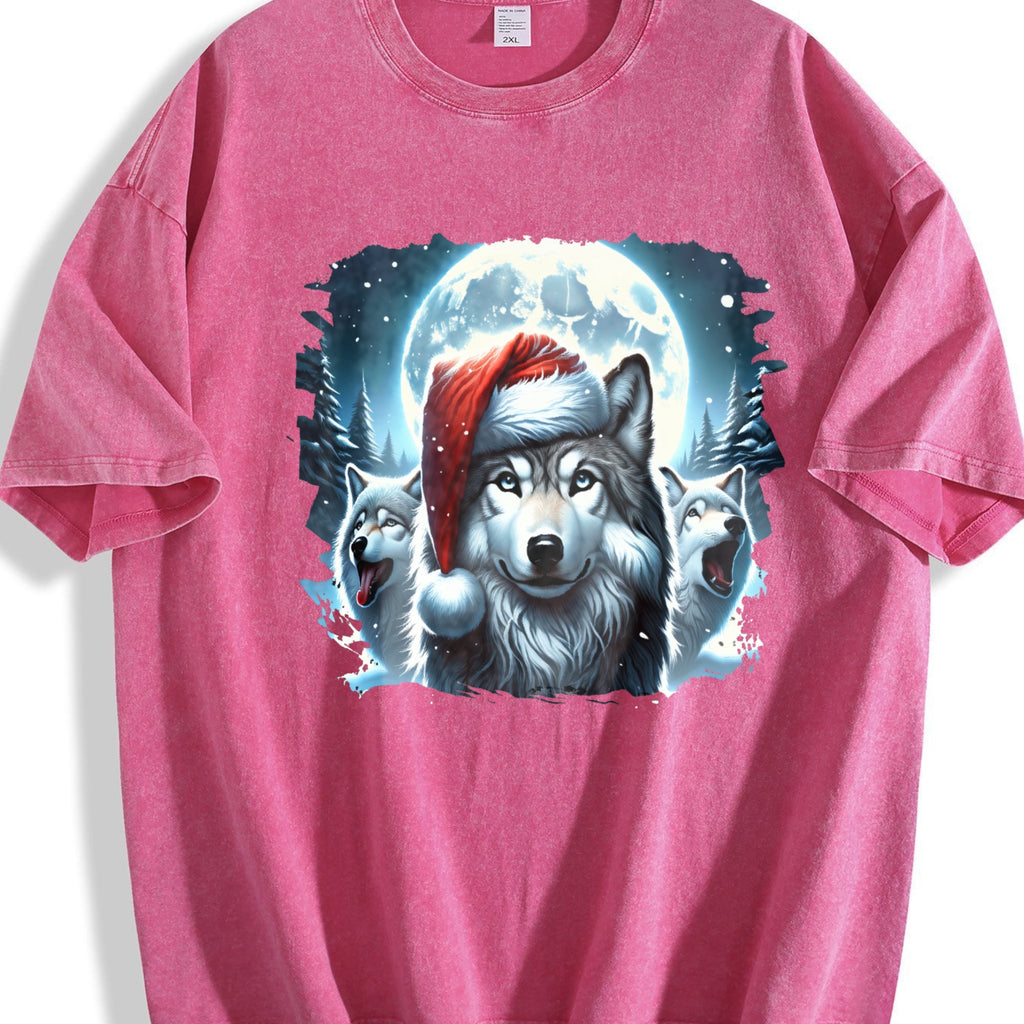Christmas Wolf Funny Teenager Vintage Washed T-Shirt product image 7