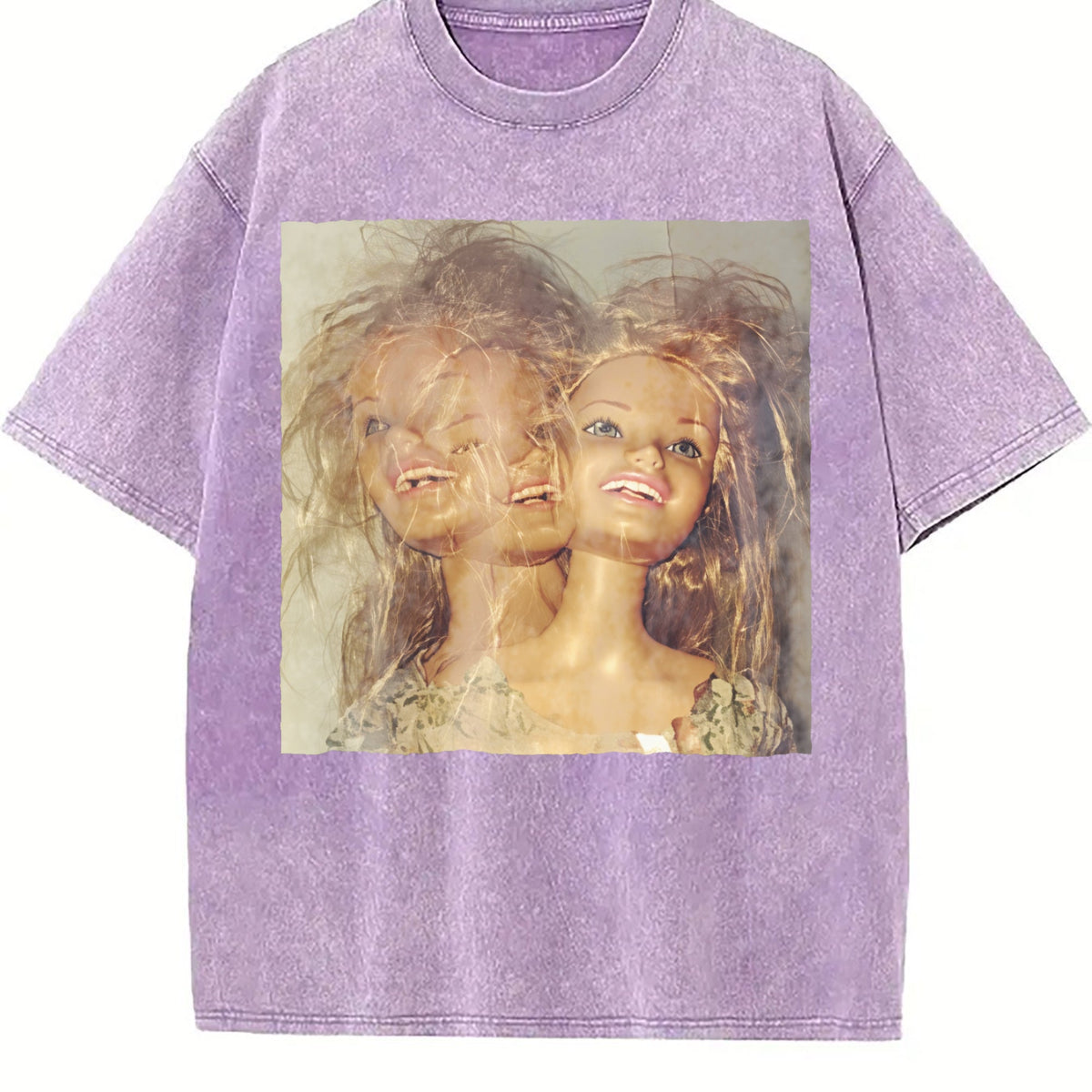 Doll Double Exposure Portrait Vintage Washed T-Shirt product image 6