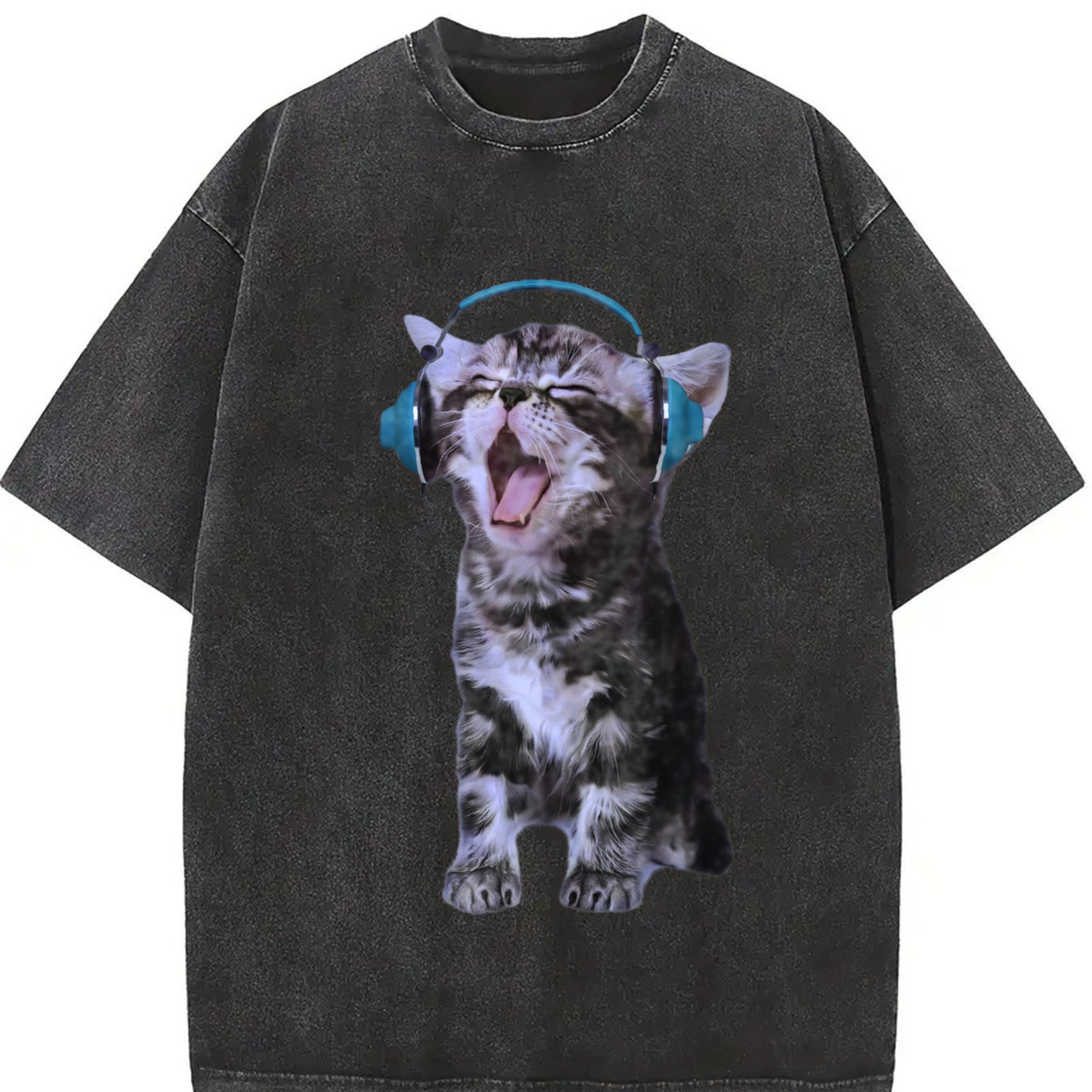 Y2K Headphones Cat Vintage Washed T-Shirt product image 2