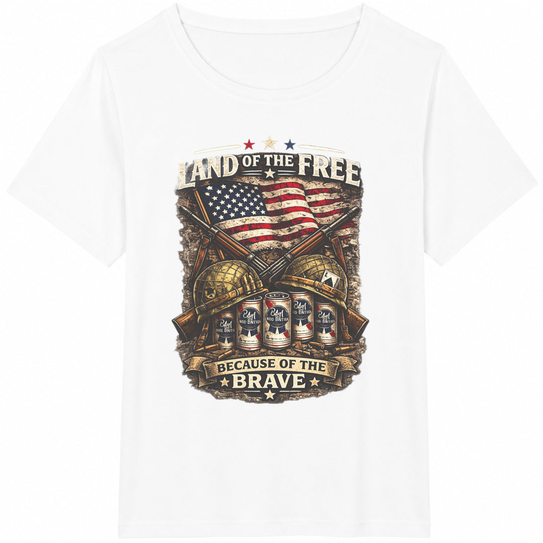 Land Of The Free Because Of Brave Cotton T-Shirt product image 2