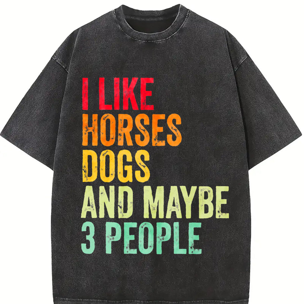 I Like Horses Dogs And Maybe 3 People Vintage Washed T-Shirt product image 2