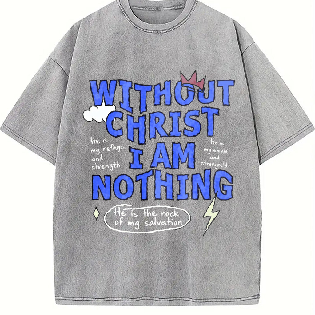 100 Boxy Christian Faith Letter White Vintage Washed T-Shirt product image 5
