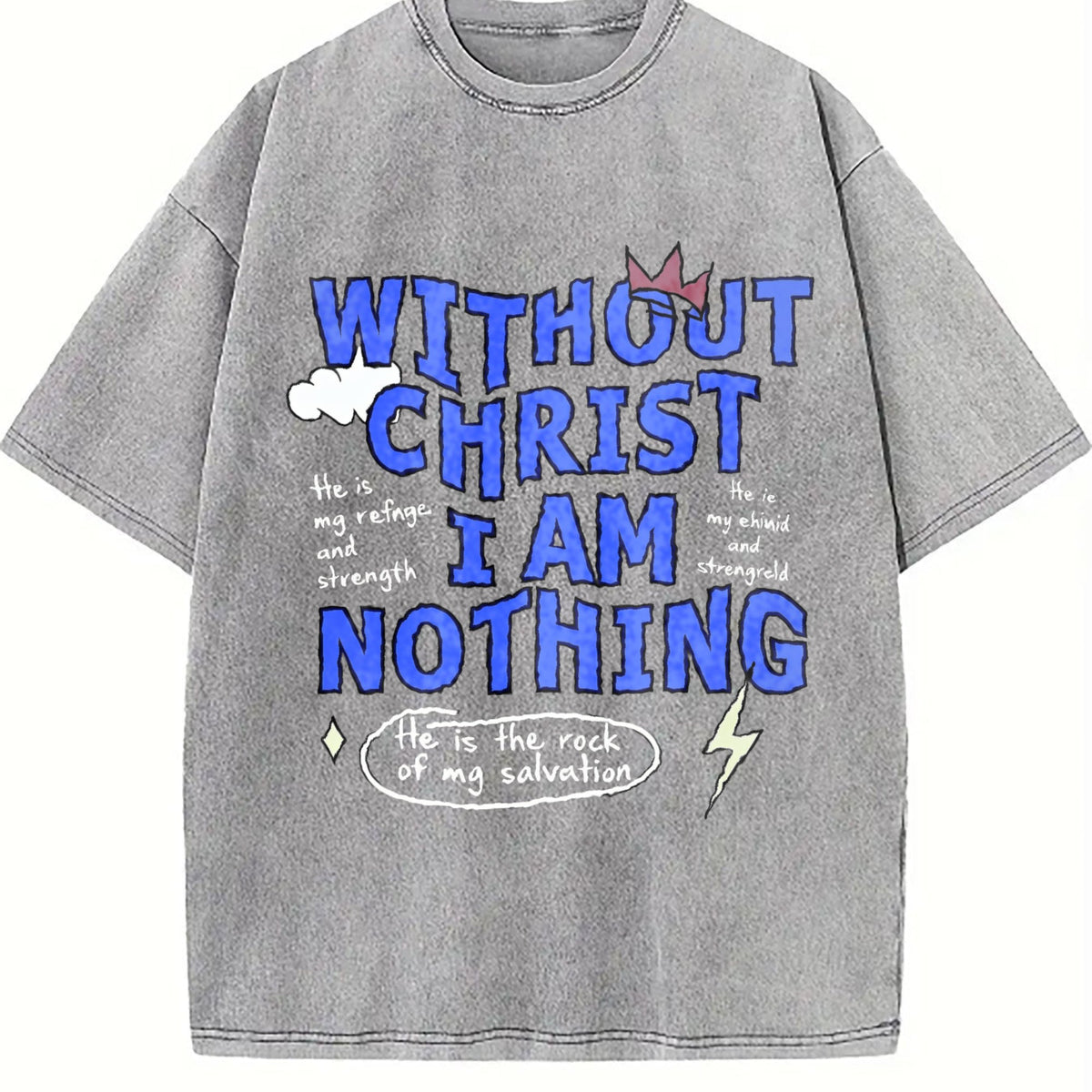 100 Boxy Christian Faith Letter White Vintage Washed T-Shirt product image 5