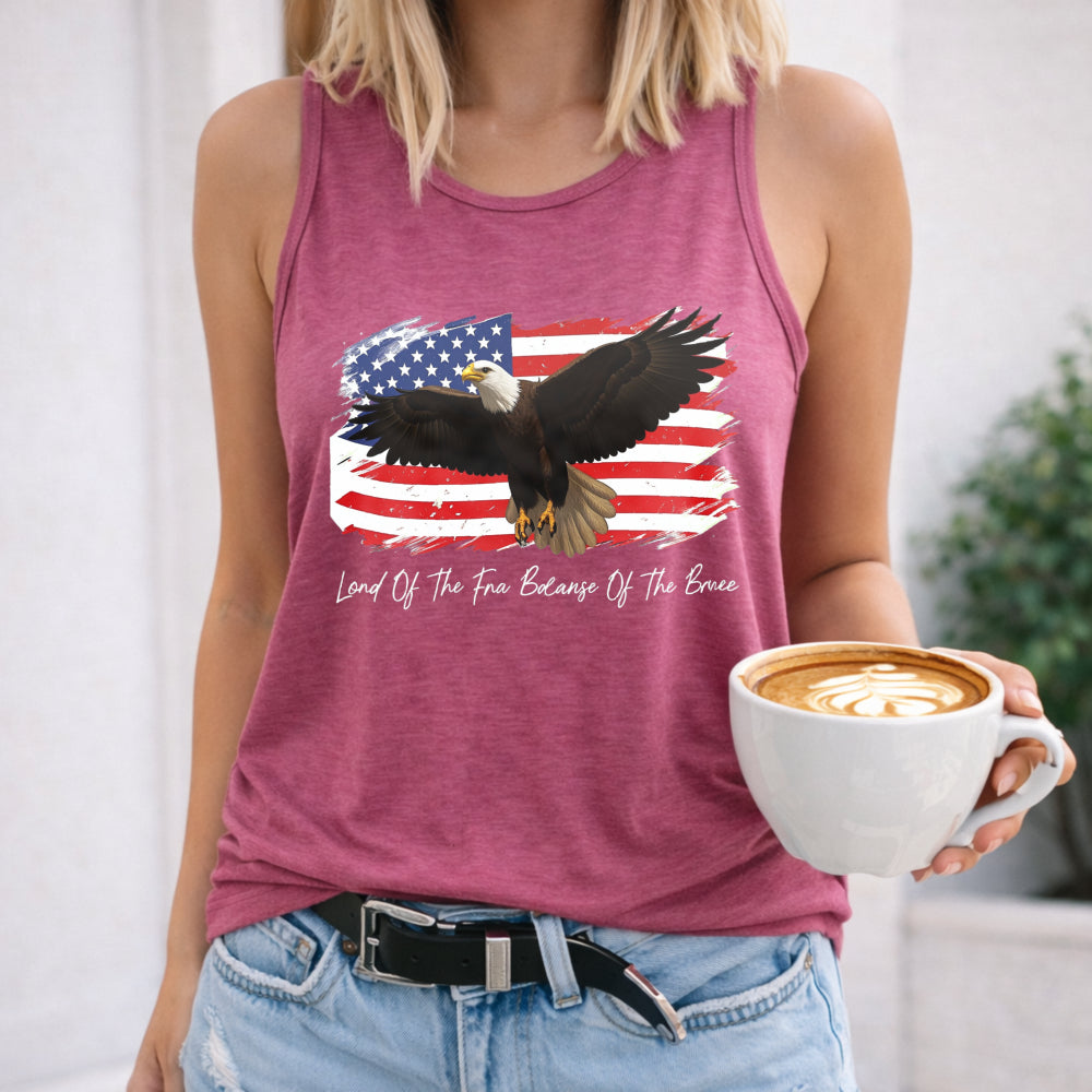 Land Of The Free Because Of The Brave Patriotic Eagle Women's Tank Top