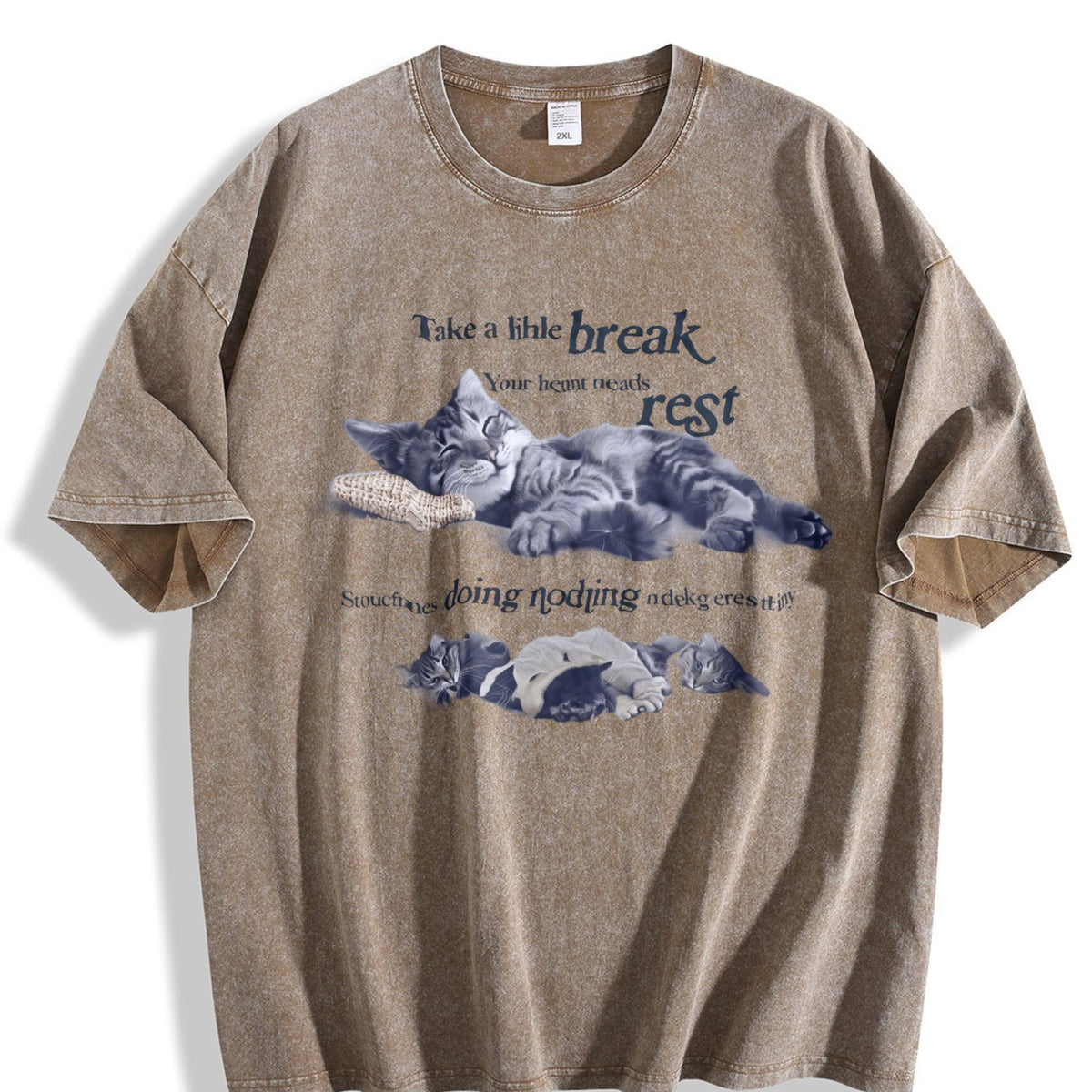 Y2K Relaxing Cat Vintage Washed T-Shirt product image 3