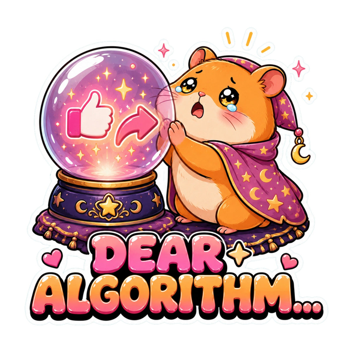 Dear Algorithm - Cute Sad Hamster Fortune Teller Social product image 3