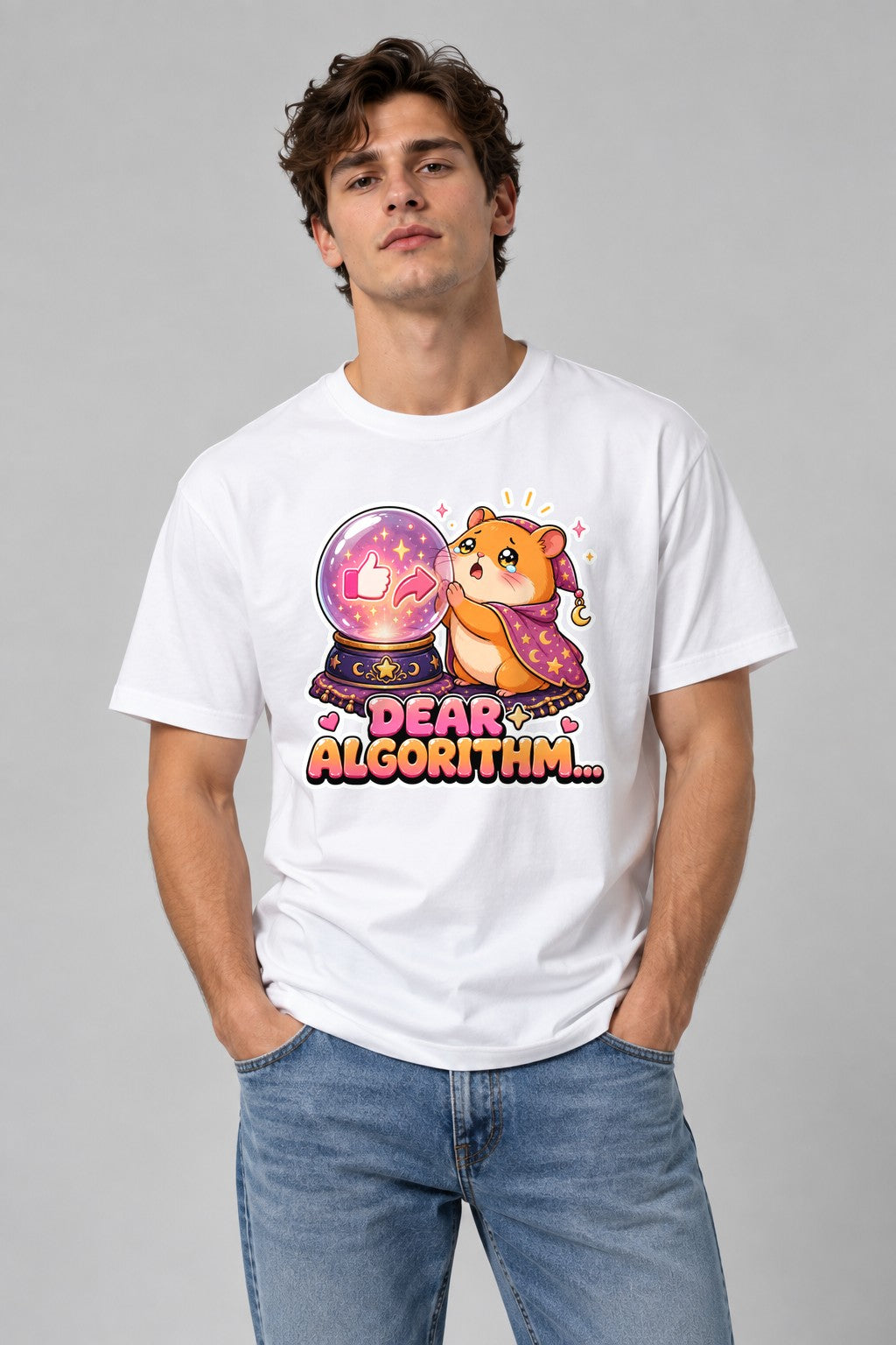 Dear Algorithm - Cute Sad Hamster Fortune Teller Social product image 1