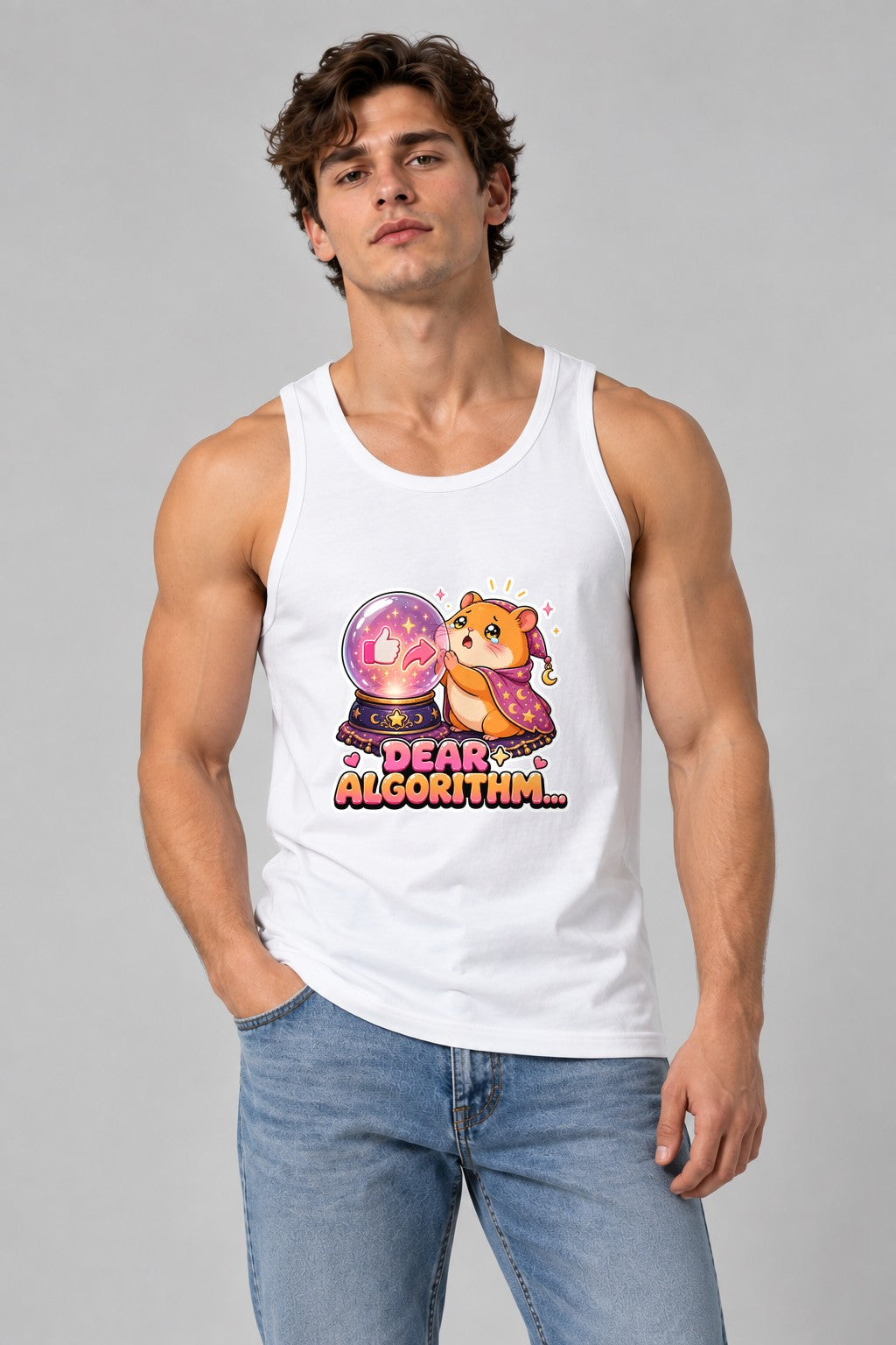 Dear Algorithm - Cute Sad Hamster Fortune Teller Social product image 1