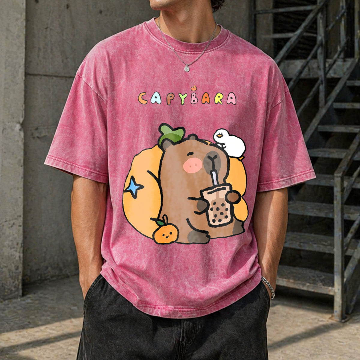 New Spring Summer Cool Capybara Cartoon Vintage Washed product image 14