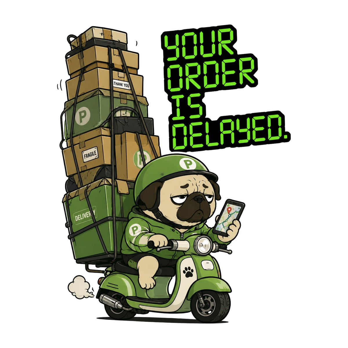 Delayed Delivery Pug