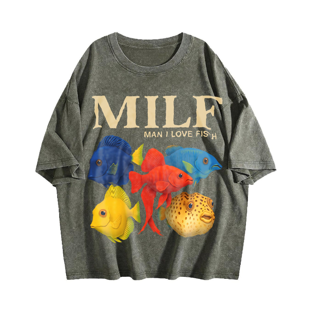 Funny Fish : Man I Love Vintage Washed T-Shirt product image 4