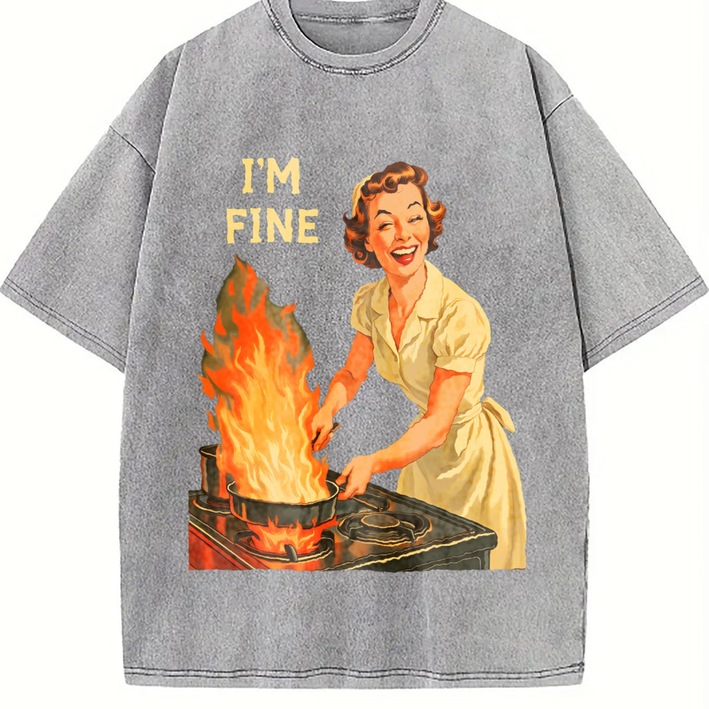 Im Fine Funny Meme Housewife Dark Humor Sarcastic Vintage product image 5