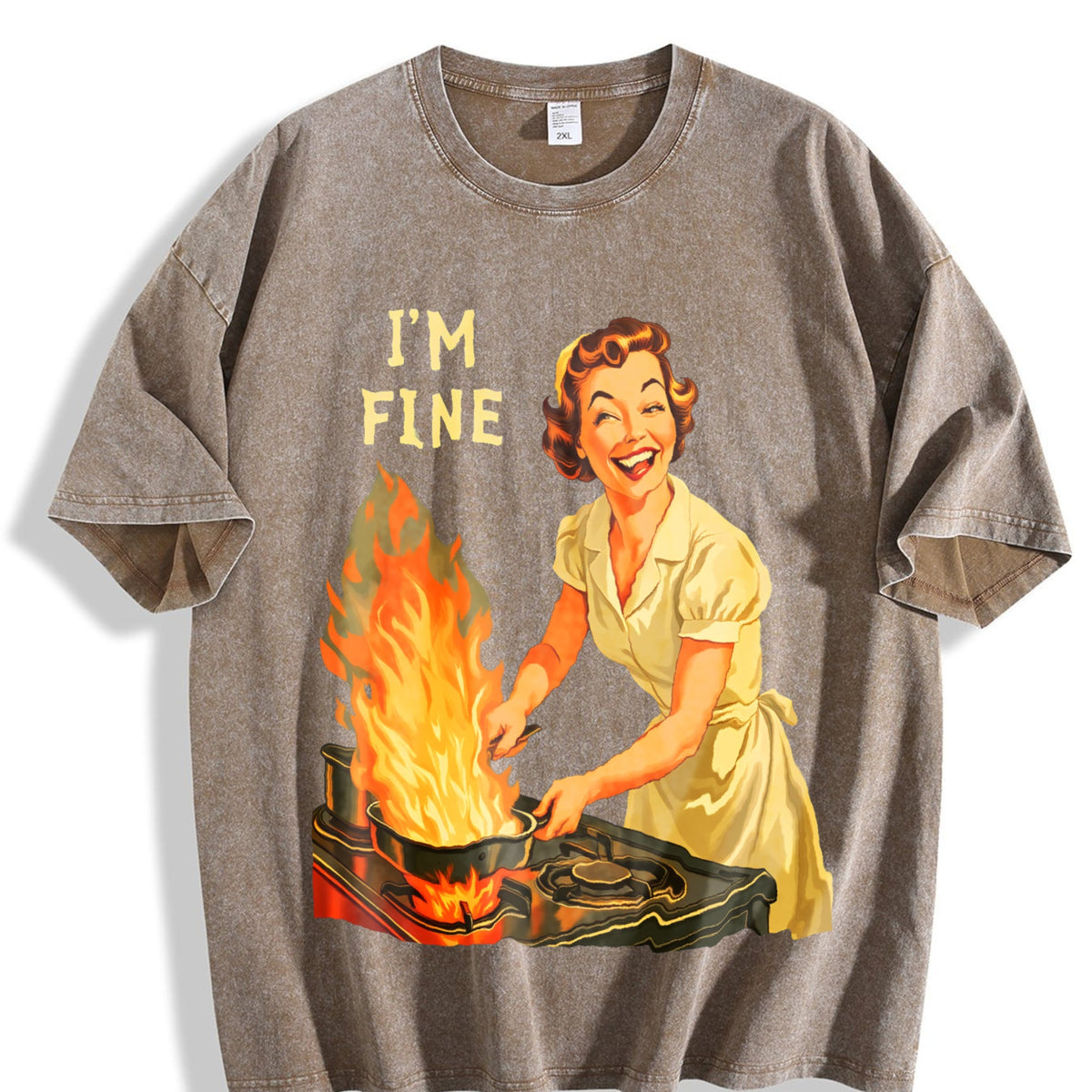I Am Fine Housewife Vintage Washed T-Shirt product image 3