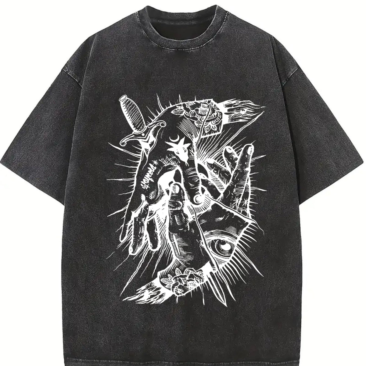 Occult Hands Eye Vintage Washed T-Shirt product image 2