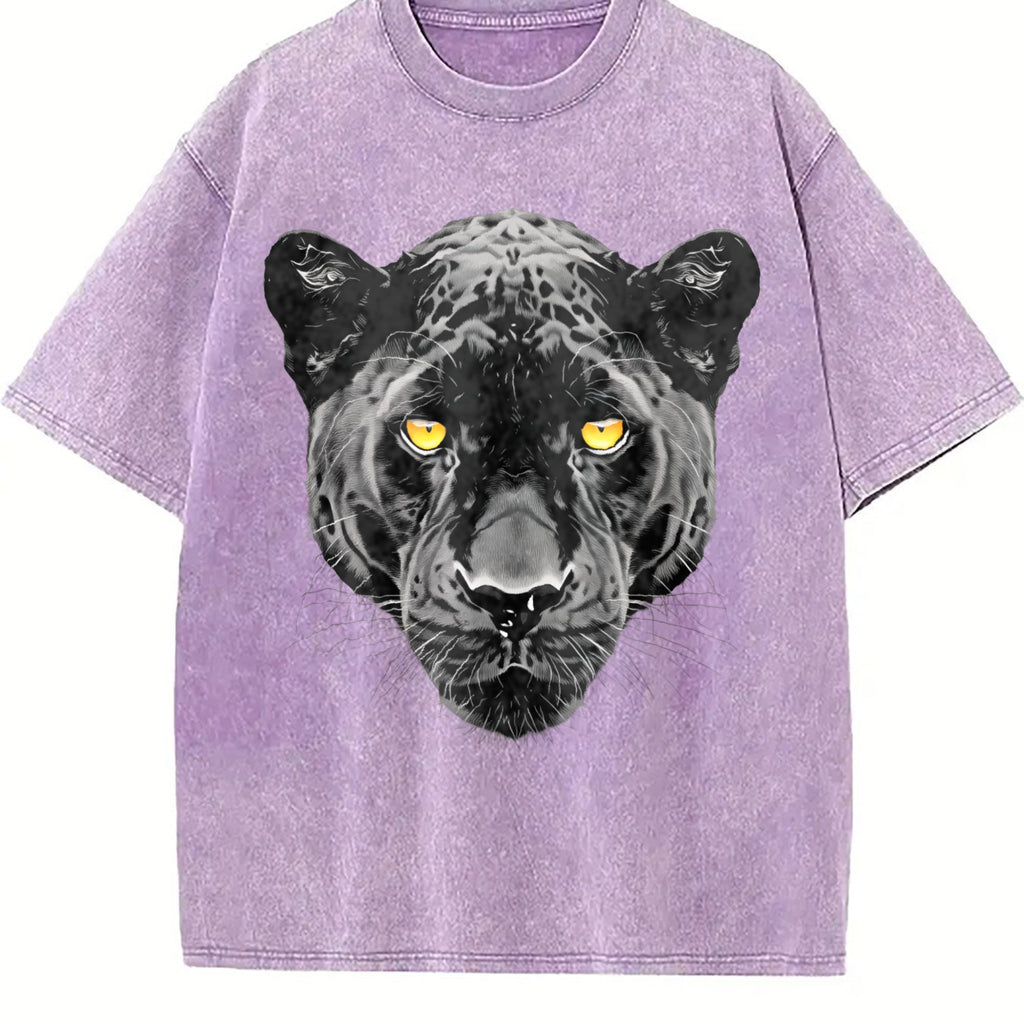 Black Panther Halftone Yellow Eyes Vintage Washed T-Shirt product image 6