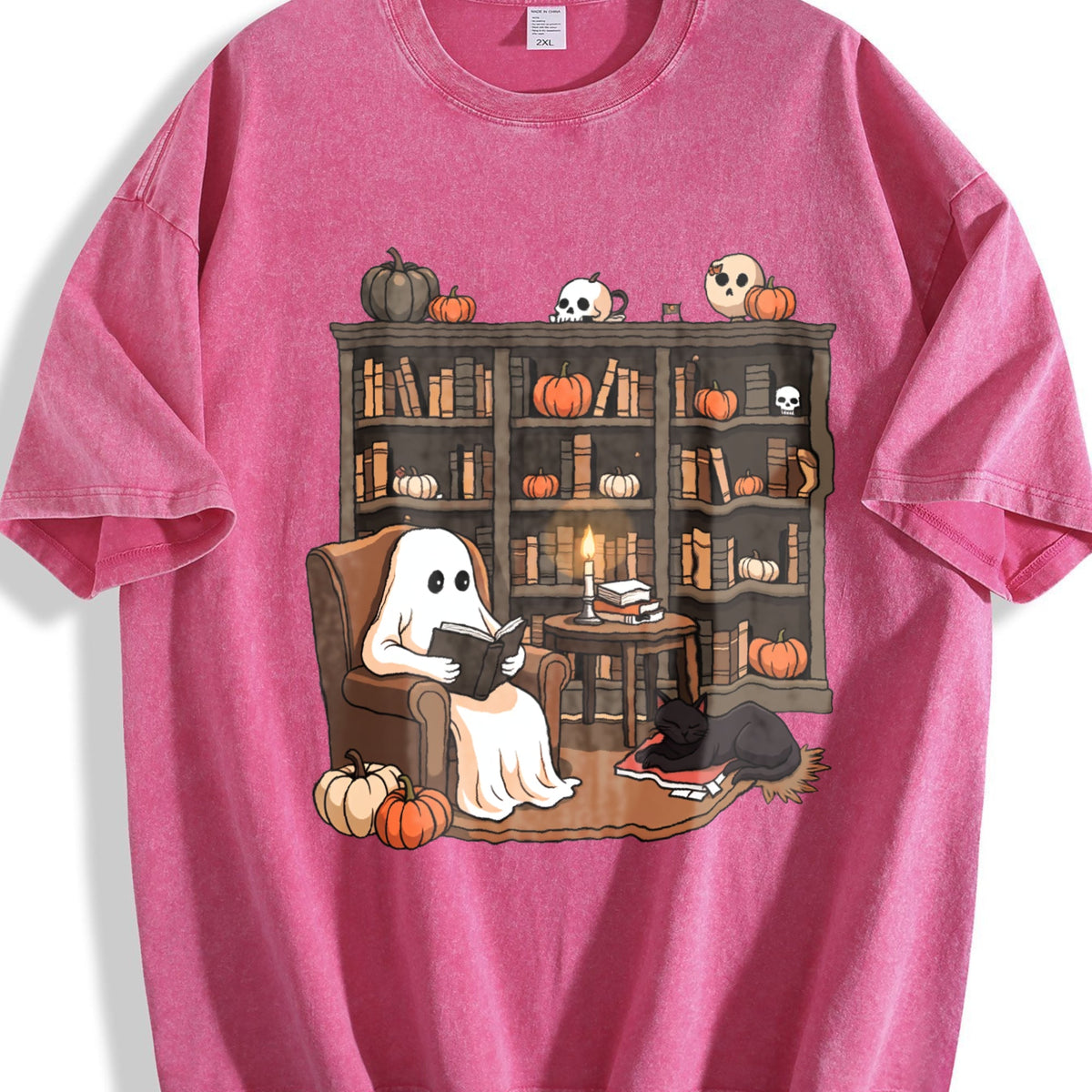Ghost Reading Books Vintage Washed T-Shirt product image 7