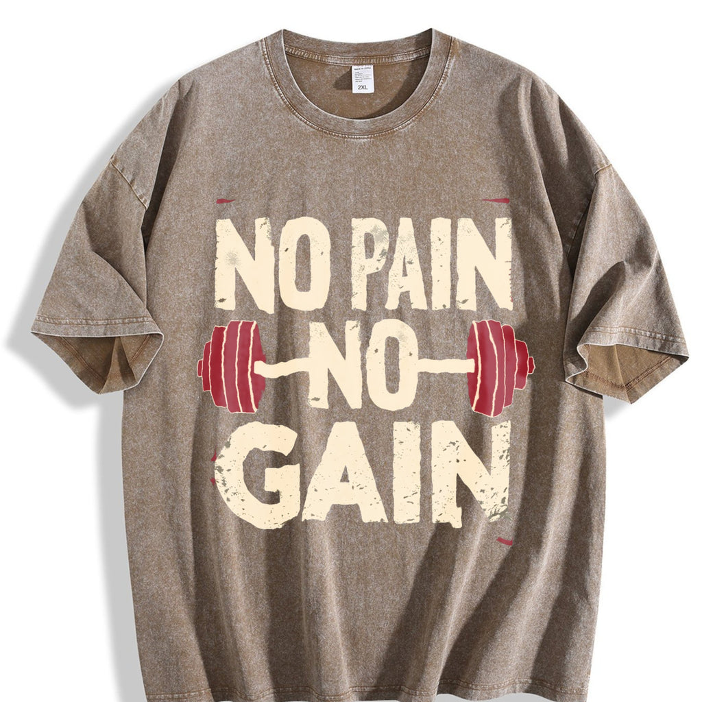 No Pain No Gain Motivational Vintage Washed T-Shirt product image 3