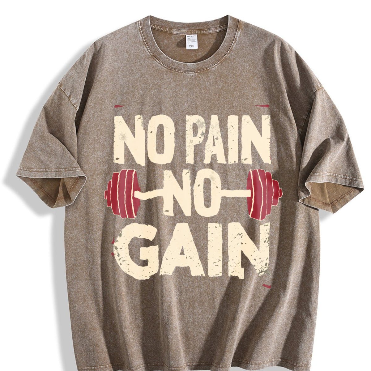 No Pain No Gain Motivational Vintage Washed T-Shirt product image 3