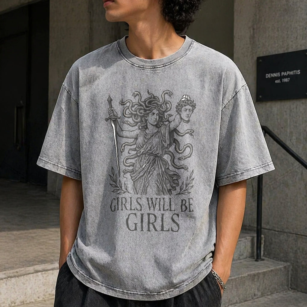 Medusa : Feminist Greek Mythology Vintage Washed T-Shirt product image 5