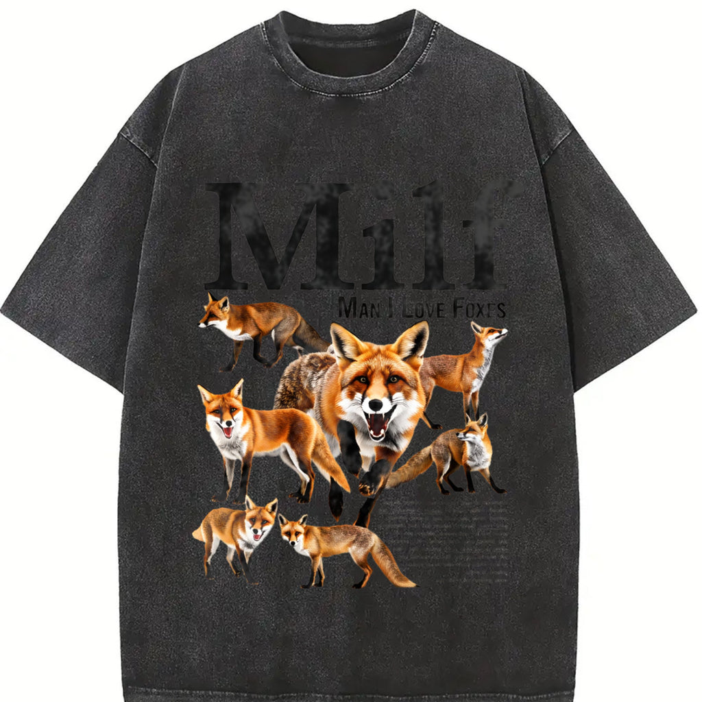 Man I Love Foxes Vintage Washed T-Shirt product image 2