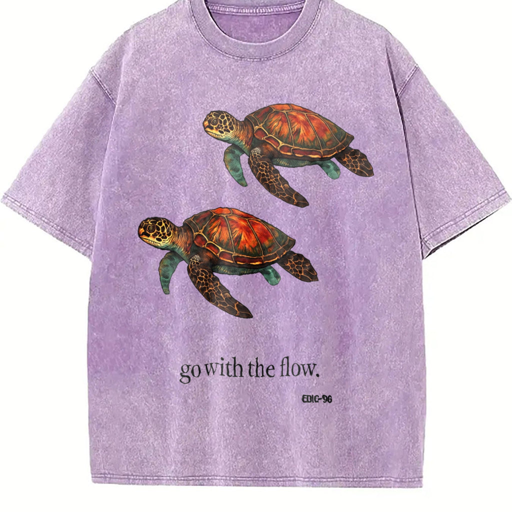 Go With The Flow Turtle Vintage Washed T-Shirt product image 6