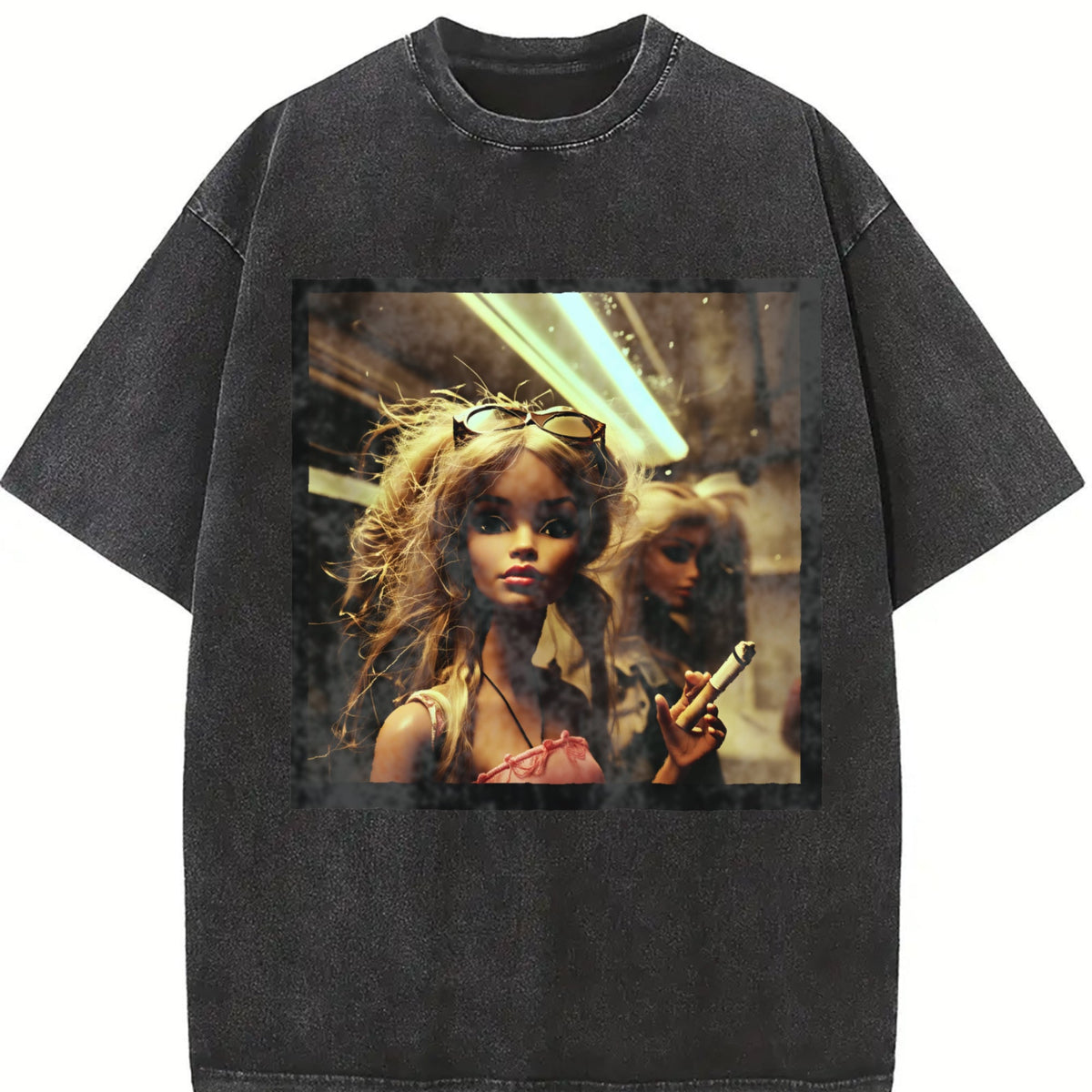 Doll Portrait with Sunglasses Vintage Washed T-Shirt product image 2