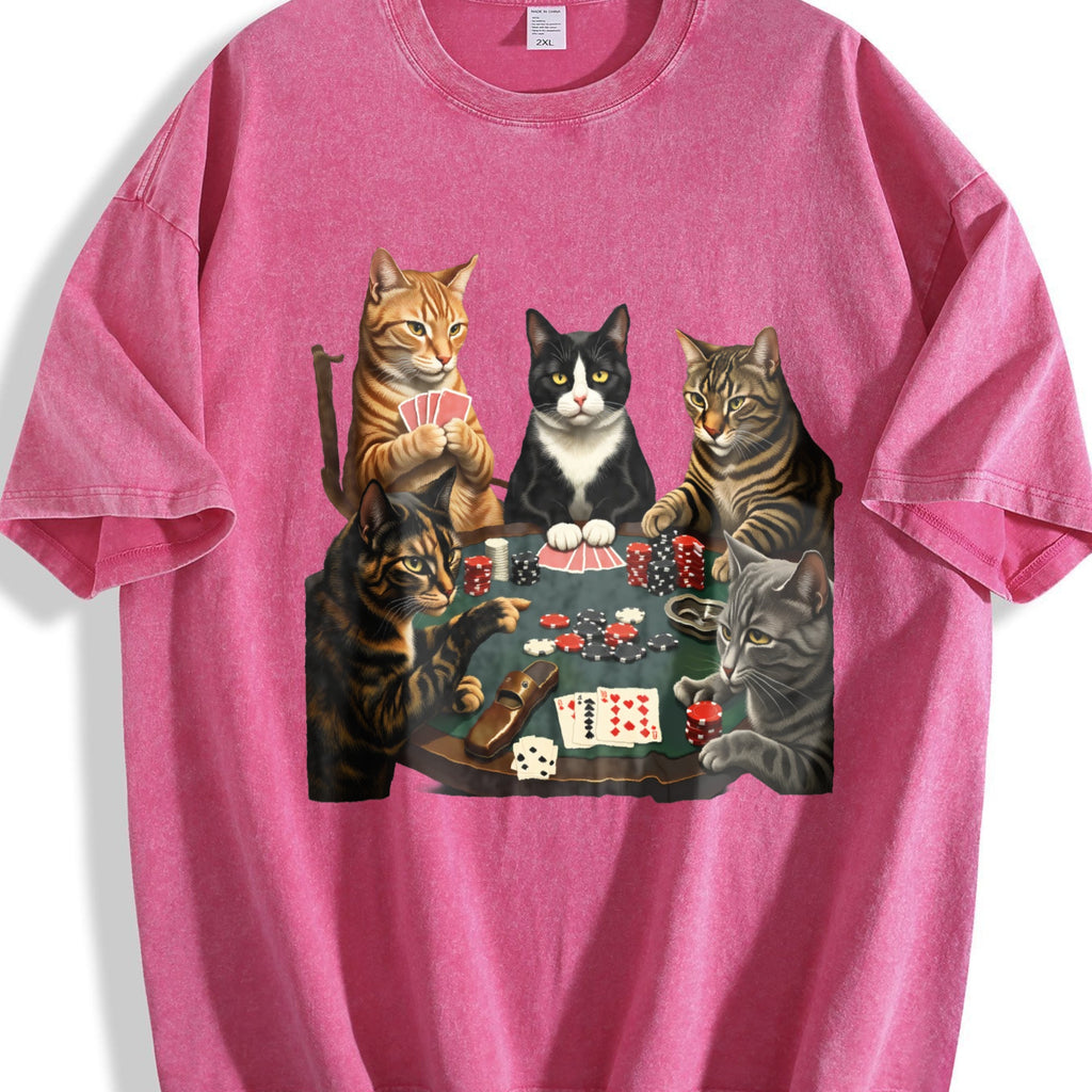Five Cats Playing Poker Vintage Washed T-Shirt product image 7