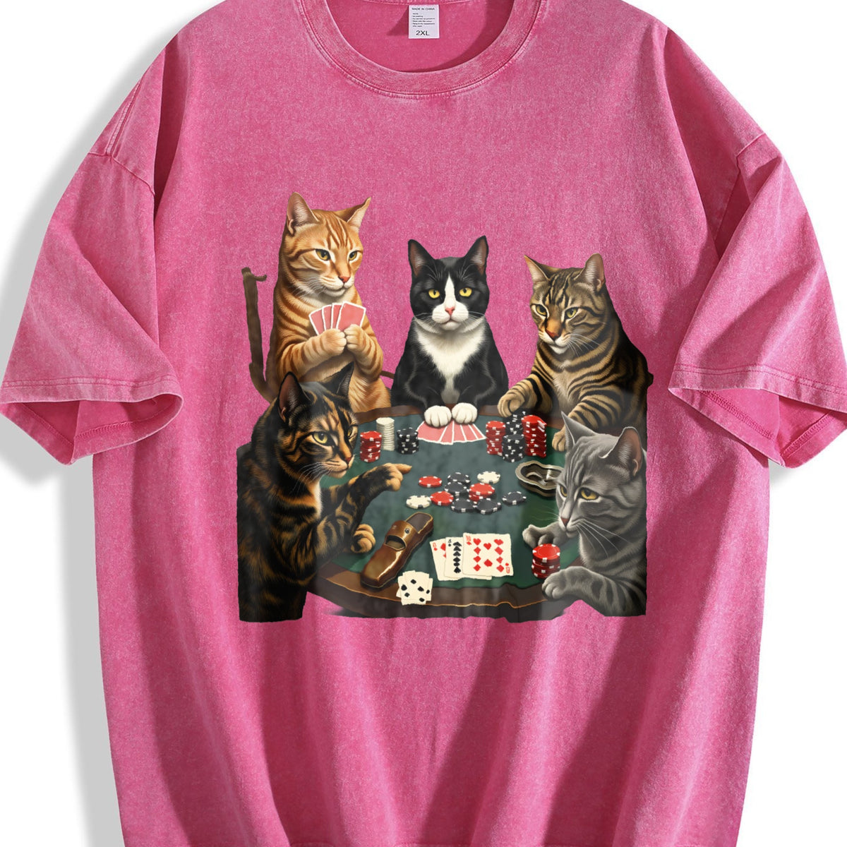 Five Cats Playing Poker Vintage Washed T-Shirt product image 7