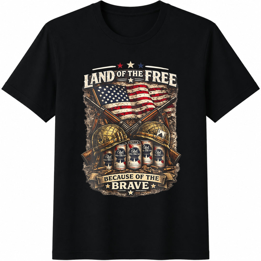 Land Of The Free Because Of Brave Cotton T-Shirt product image 1