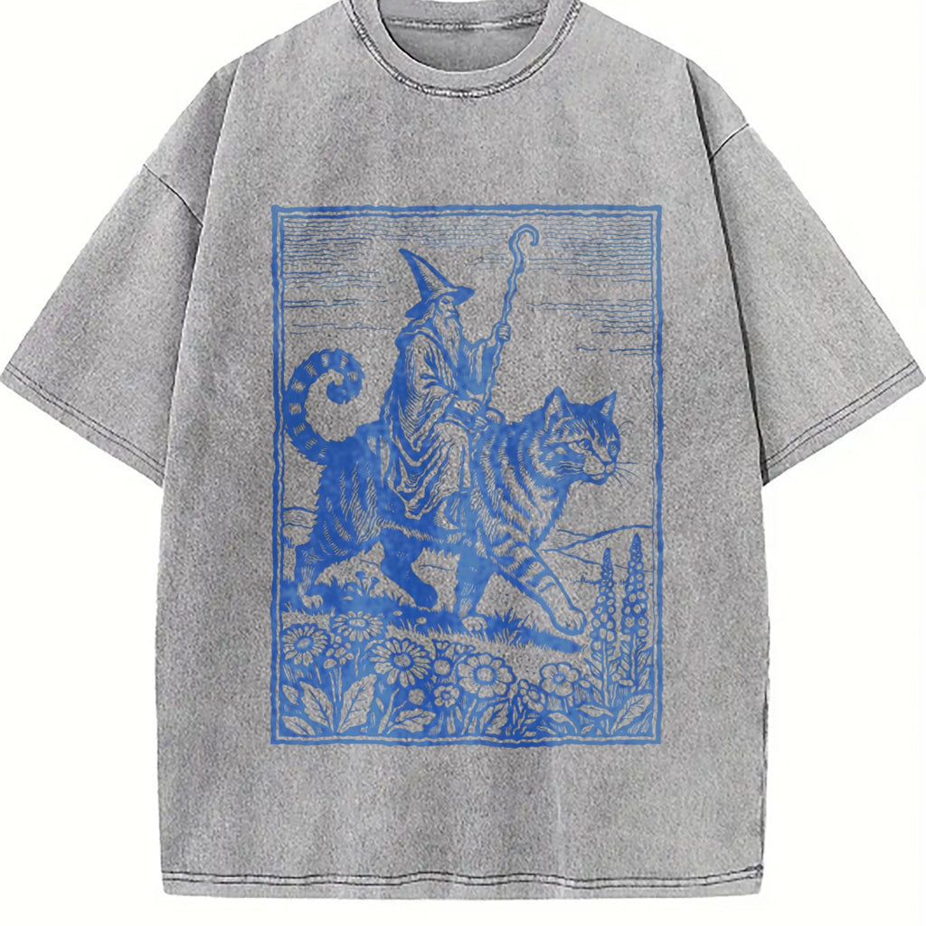 Wizard Cat Rider Vintage Washed T-Shirt product image 5