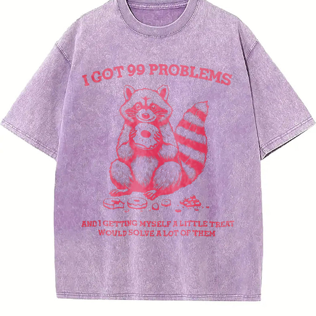 I Got 99 Problems Funny Raccoon 90's Vintage Washed T-Shirt product image 6