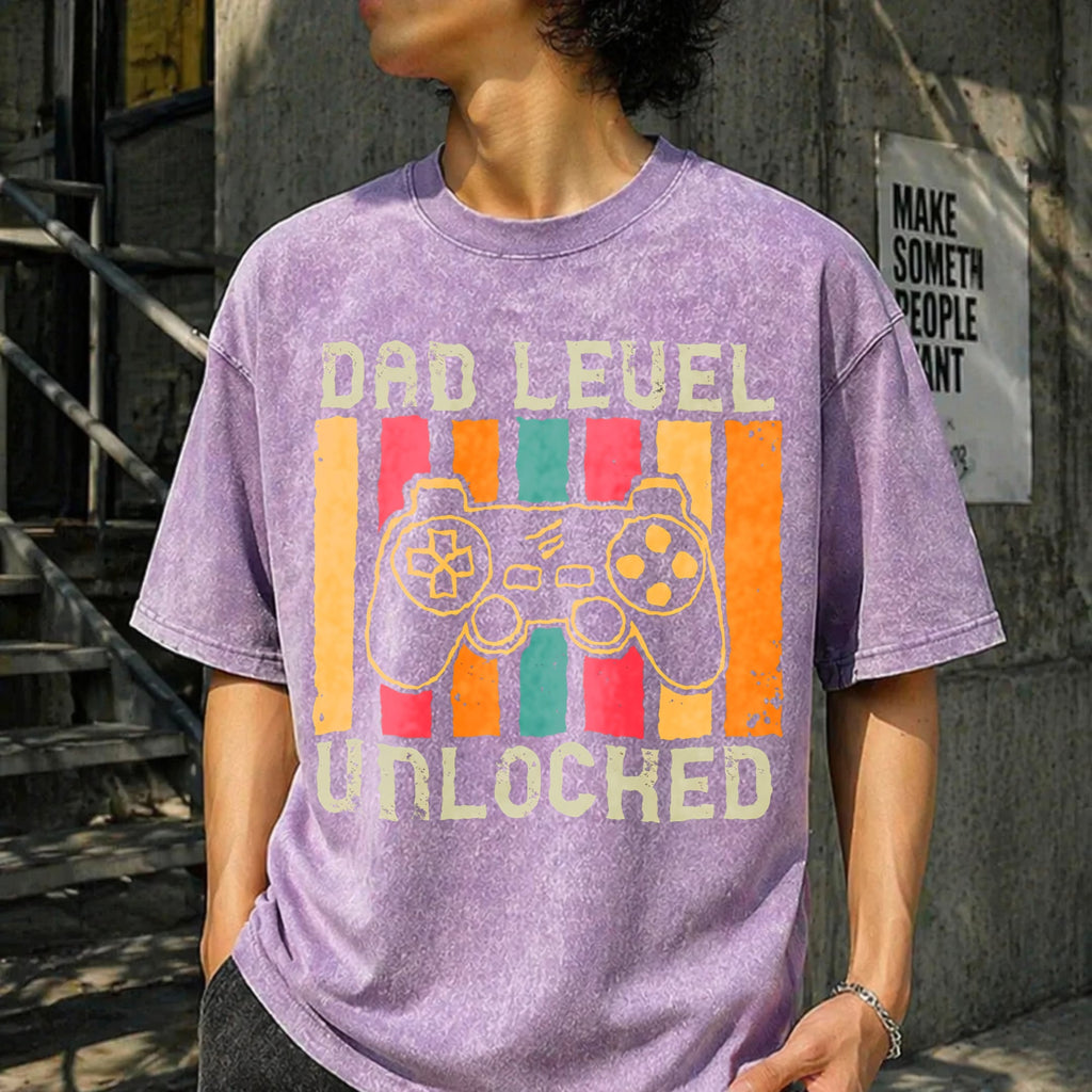 Gamer Dad Level Unlocked Vintage Washed T-Shirt product image 6