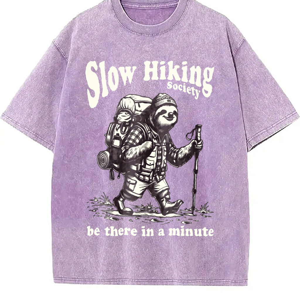 Slow Hiking Society Sloth Hiker Vintage Washed T-Shirt product image 6