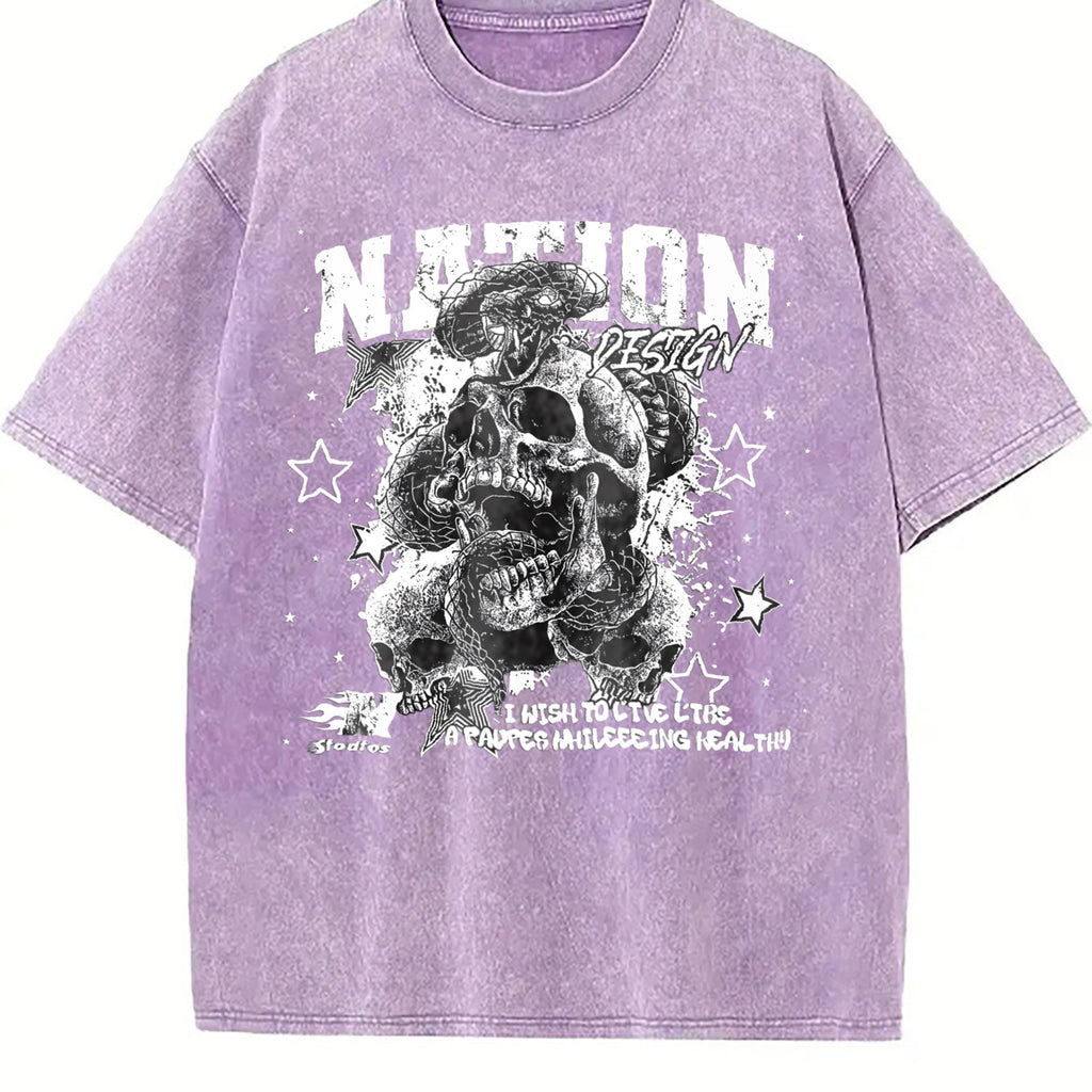 Nation Snake Skull Vintage Washed T-Shirt product image 6