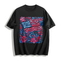 Boho American Flag Floral Cotton T-Shirt product image 1