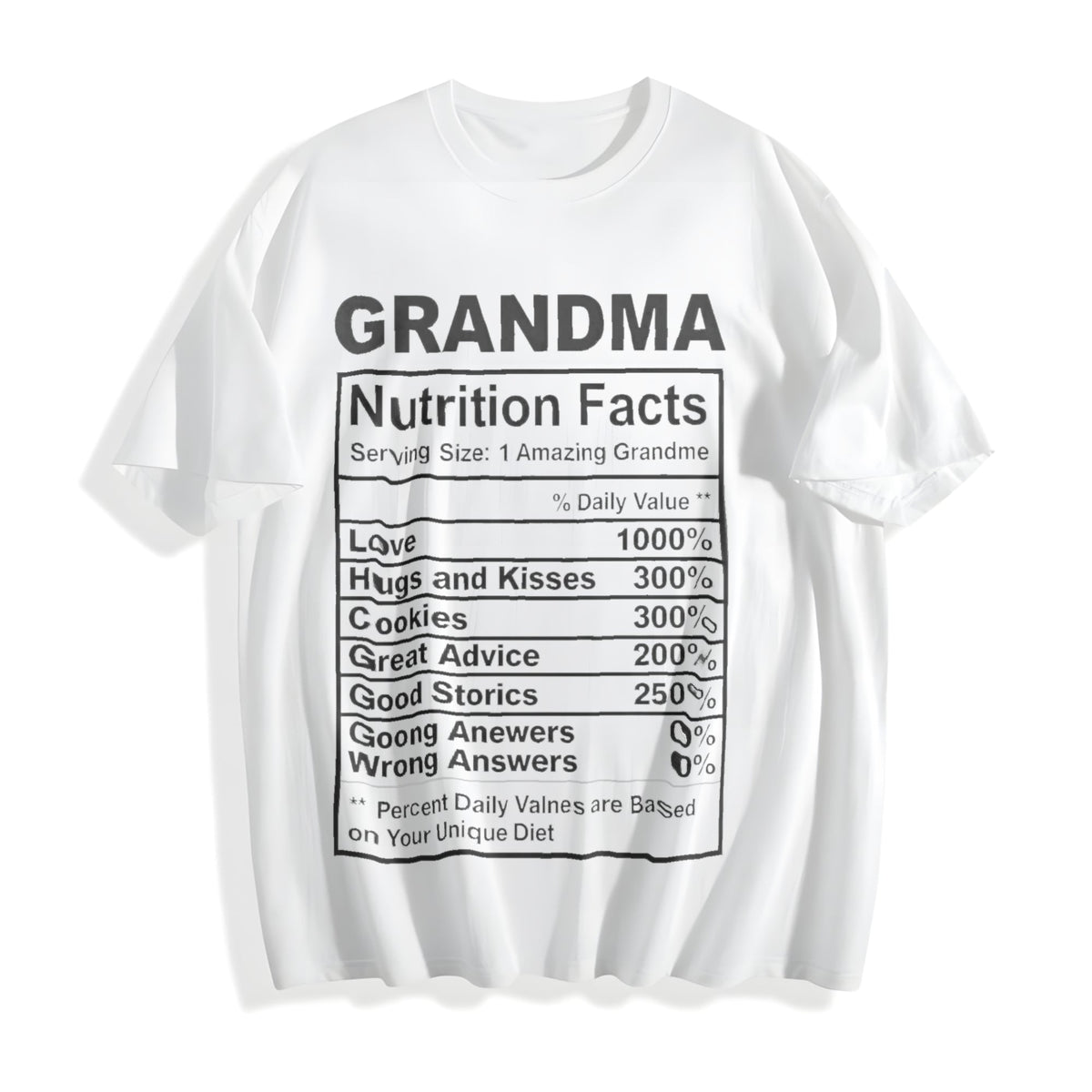 Funny Grandma Nutrition Facts Sarcastic Granny Novelty product image 2